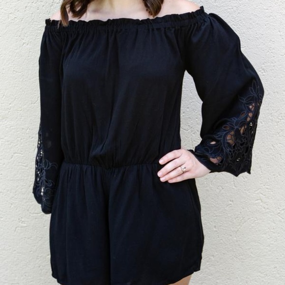 Kori America | Black Off-the-Shoulder Romper - Picture 2 of 4